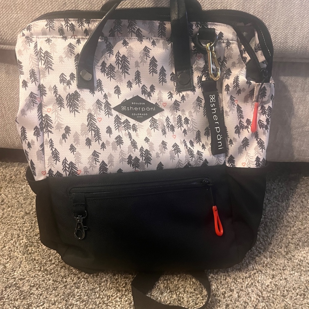 Sherpani Black and White Tree Pattern Backpack